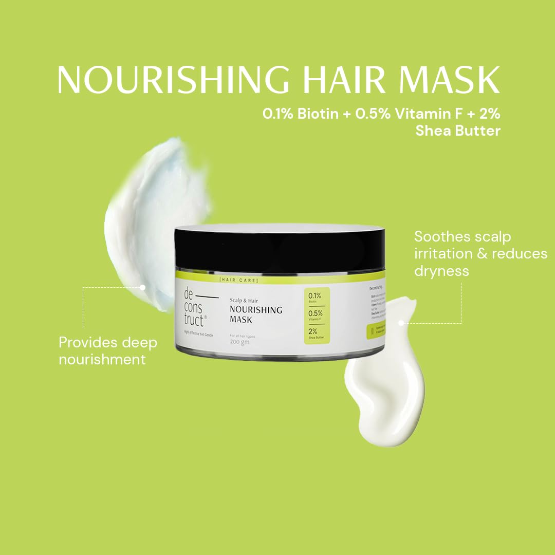 Deconstruct Hair Nourishing Range | Contains Hair Mask, Shampoo, and Conditioner | For Strong, Nourished & Frizz-free Hair | For Men & Women | 200ml + 200g