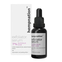 Hempnation 7% Glycolic Acid Exfoliating Serum – Brightens Skin, Reduces Dark Spots & Wrinkles, Smooths Texture – 30ml
