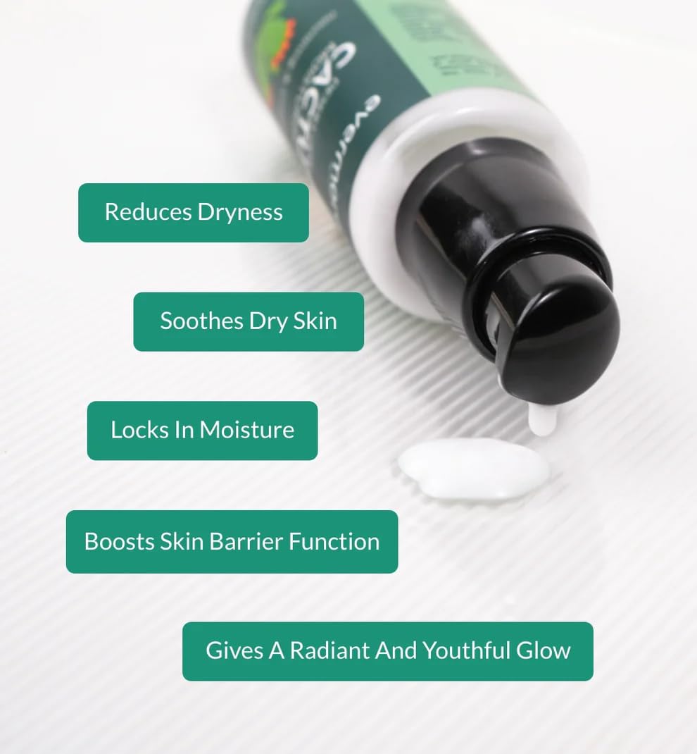 EVERMORE Cactus Moisturiser for Radiant Skin | Instant Hydration, Deep Moisturizing & Barrier Support | Non Sticky & Quick Drying Formula | Prevent Dry Skin In Winters | For Unisex | 50ml (Pack of 1)