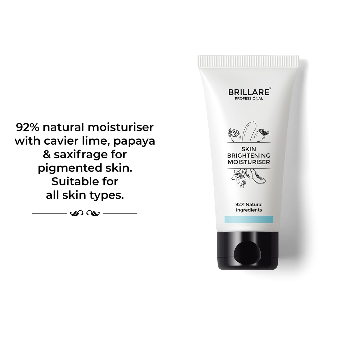 Brillare Professional Skin Brightening Natural Moisturiser With Lime Cavier and Papaya, Reduces Tanning, Helps in Brighten Skin Tone, 50 ml