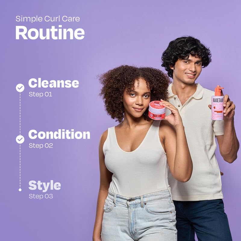 MANETAIN Beginner Basic Bundle | Moisturising Shampoo 237ml & Multipurpose Conditioner 200gm | Protein/Moisture Balanced for Curly, Wavy & Frizzy Hair | Frizz Control, Hydrating, Strengthening, Curl Enhancing | CG Friendly
