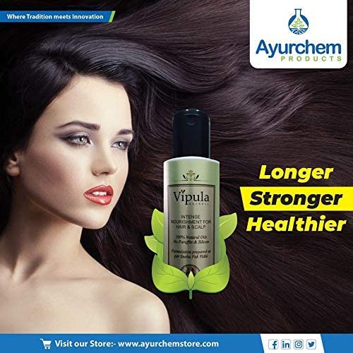 Vipula 100% Natural Ayurvedic Herbal Hair Oil, for Longer, Thicker, Shinier Hairs with Sulfate & Paraben Free Shampoo - Repairs Damaged Dry & Dull Hairs, Promotes Hair Growth- (Pack of 3+1 Shampoo)