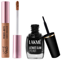 Lakmé 9to5 Primer+Matte Liquid Concealer 34 Almond & Lakmé Insta Eye Liner 9ml Combo