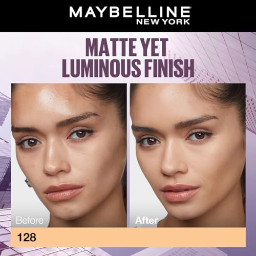 Maybelline New York Super Stay Lumi-Matte Liquid Foundation - 128, Up To 30H Long Wear, Water & Transfer Proof. SuperStay Lumi-Matte Liquid Foundation comes with Non-comedogenic & Vegan Formula | 35ml