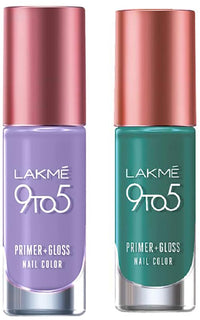 Lakmé Lk9-5 P+Gnaillushlavender 6Ml & Lakmé 9 To 5 Primer + Glossy Finish Nail Colour Combo