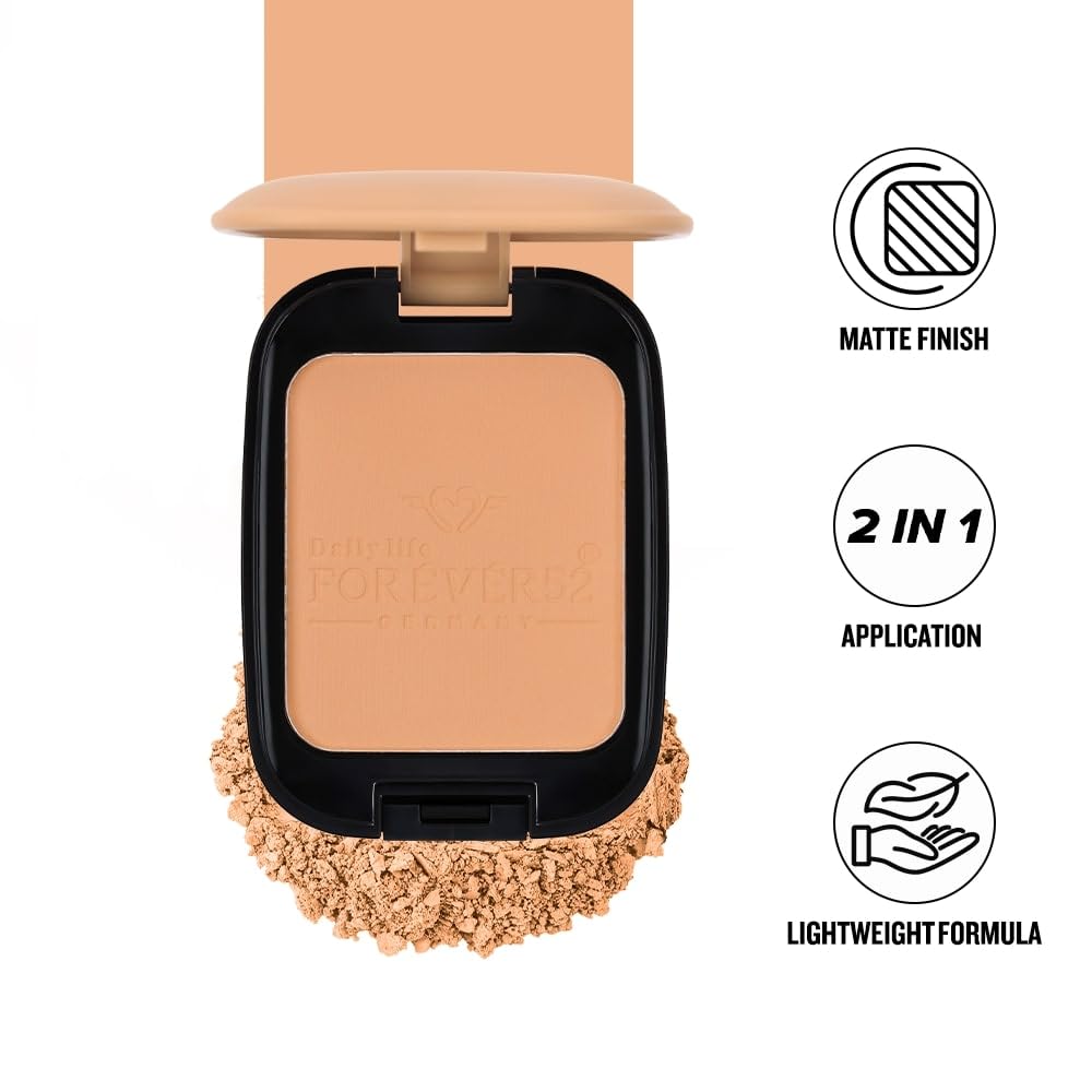 Forever52 Daily Life Dual Wet And Dry Natural Compact With Sponge And Mirror (12G, Caramel), Cream