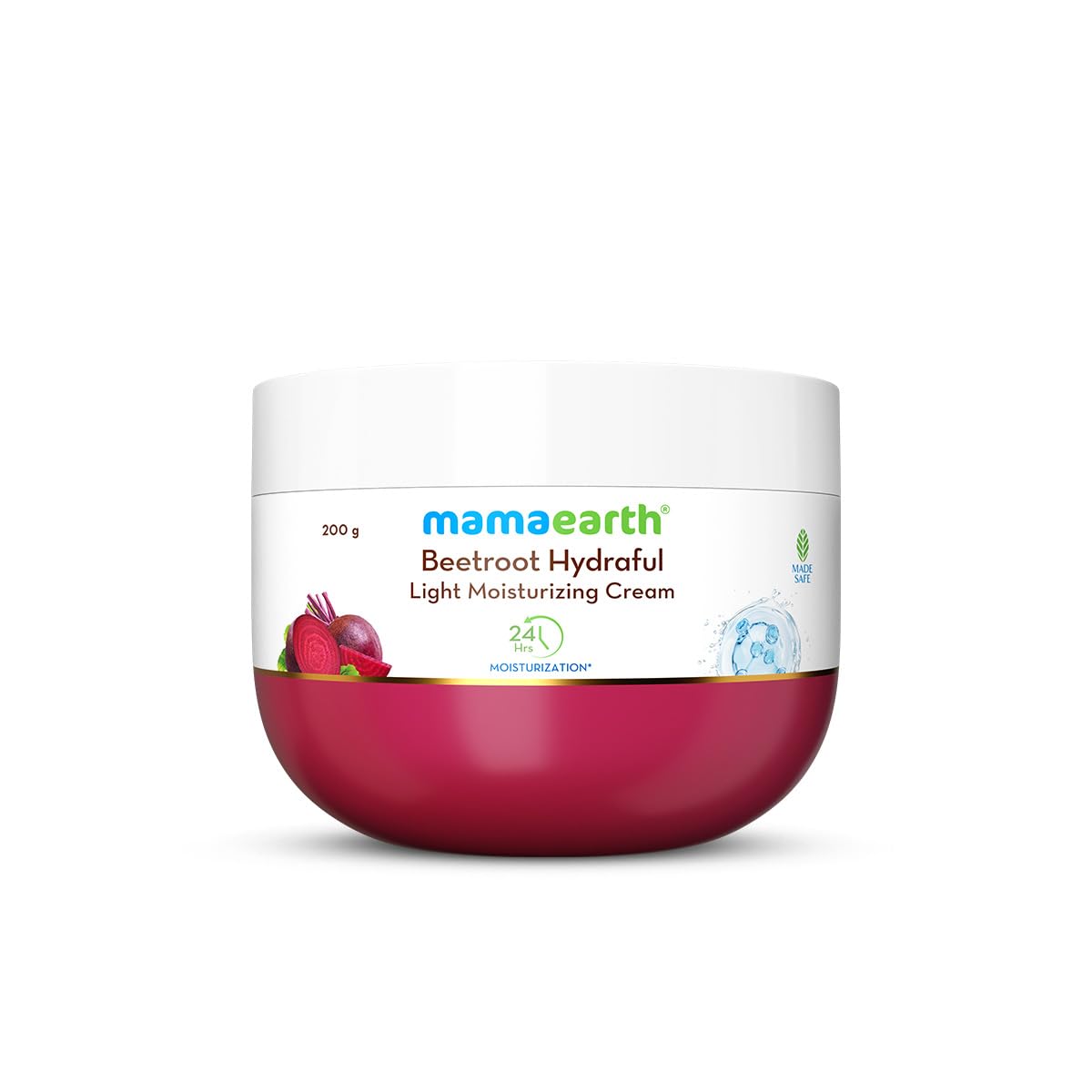 Mamaearth Beetroot Hydraful Light Moisturizing Cream With Beetroot & Hyaluronic Acid|For Hydrated Pink Glow|For Face, Hand & Body|24H Moisturization|Quick Absorbing|Non-Greasy|Soft Moisturizer|200 G