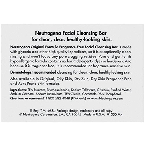 Neutrogena Transparent Facial Bar, Original Formula, Fragrance Free, 3.5 Ounce
