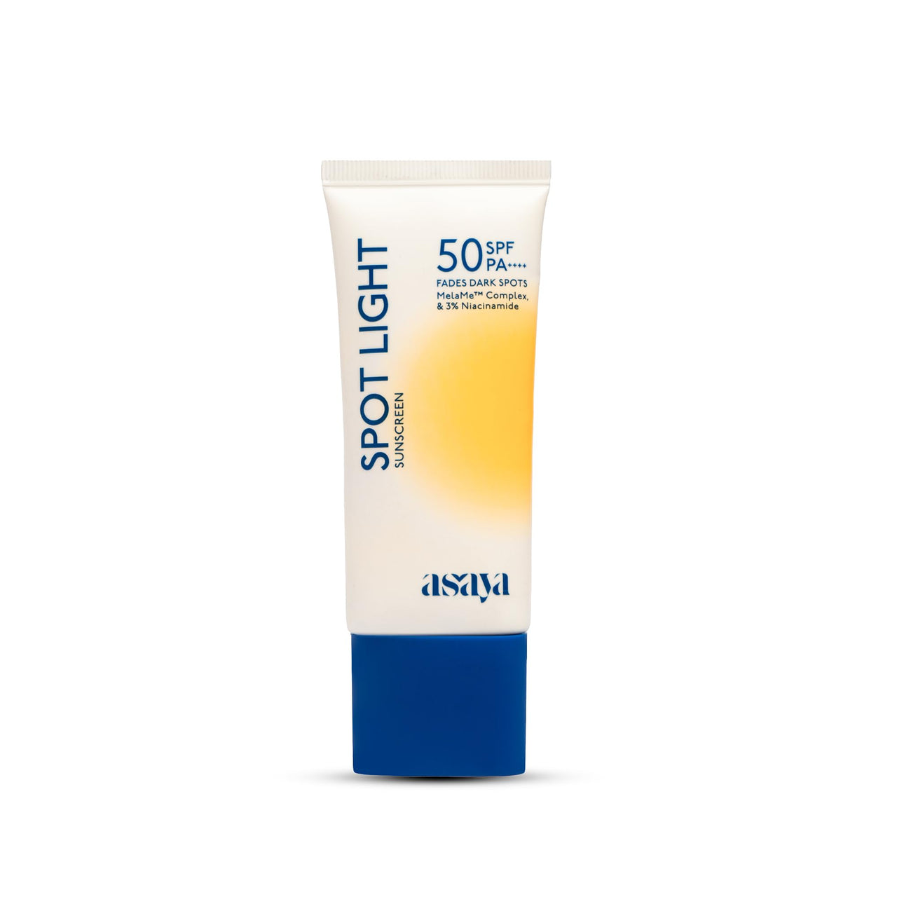 Asaya Spot Light Sunscreen SPF 50 PA++++ | UVA/B Blue Light Protect | Depigmentation Cream for Dark Spots & Acne Marks | MelaMe ComplexTM, Niacinamide & Licorice | Oil-free | Quick Drying & Lightweight | No White Cast & Invisible Finish | Water & Sweat Re