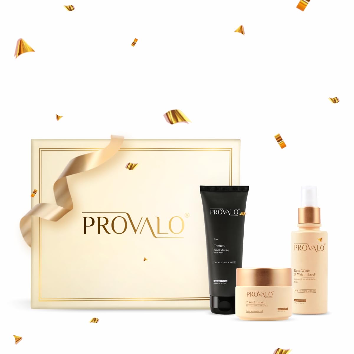 Provalo Men Skincare Gift Set | Diwali Gift Combo Set | Pack Of 3 | Tomato Face Wash For Men - 100ML, Face Toner -110ML,Mask - 100ML | For Normal To Oily Skin