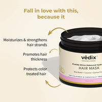 Vedix Ayurvedic Hair Mask For Hair Growth, Customized Pratida Shine Rebound Hydrating Hair Mask For Coloured & Chemically Treated Hair With Shea Butter + Coconut + Quinoa Protein - 200 Gram
