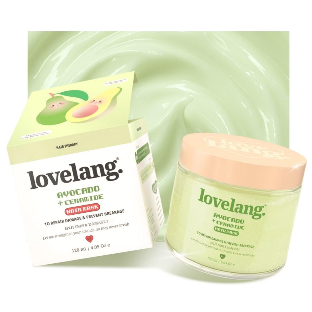lovelang Avocado + Ceramide Hair Mask | Deep Repair for Damaged Hair, Split Ends & Breakage | Strengthens & Softens | 120ml | Avocado Scent | All Hair Types