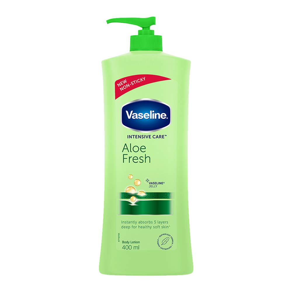 Vaseline Intensive Care Aloe Fresh Body Lotion, With 100% Aloe Extract, Non Greasy, Non -Sticky Formula For Hand & Body, 400 ml