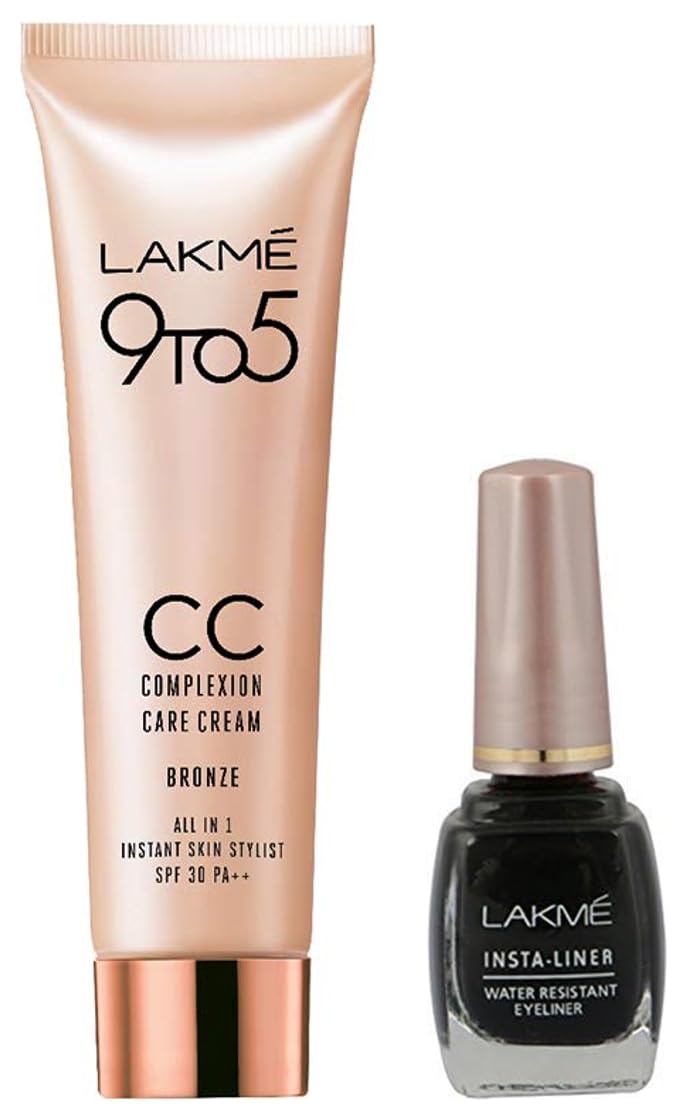 Lakmé Insta Eye Liner, Black, 9ml And Lakmé Complexion Care Face Cream, Bronze, 9g