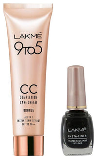 Lakmé Insta Eye Liner, Black, 9ml And Lakmé Complexion Care Face Cream, Bronze, 9g