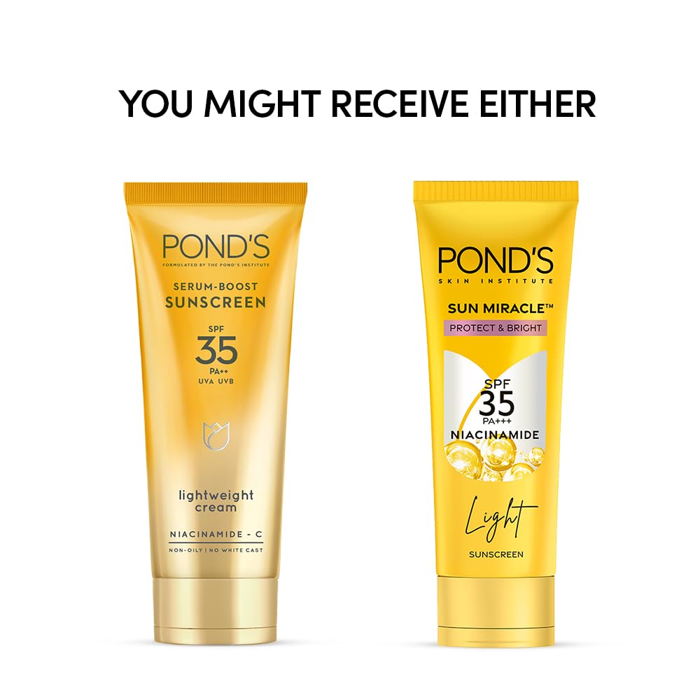 POND's Sun Miracle Spf 35 Pa+++ Light Sunscreen For All Skin-Protect & Bright, With Niacinamide, Prevent & Fade Dark Patches, Lightweight, No White Cast 50G,1 Count