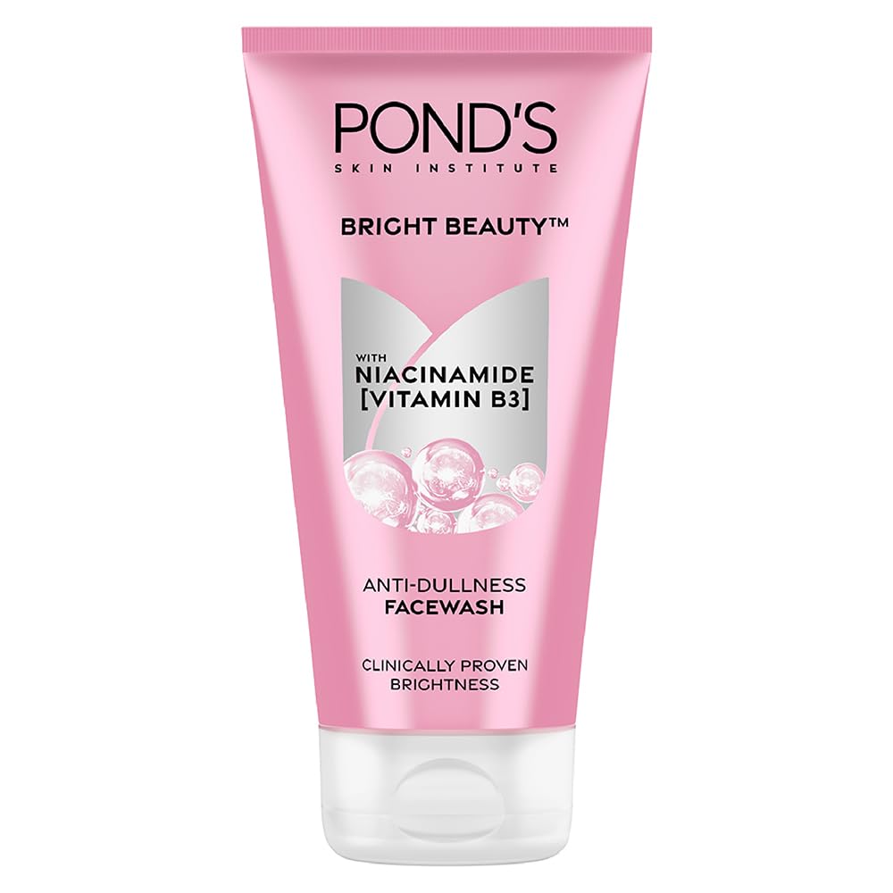 POND'S Bright Beauty Anti-Dullness & Brightening Facewash With Niacinamide | For Glass-Skin Like Shine And With 4X Visibly Brighter Skin, 150Gm