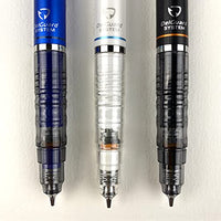 DelGuard Mechanical Pencil, Fine Point, 0.5mm, Black/Blue/White Barrel, Lead Refills, Refillable, 3-Pack (58603)