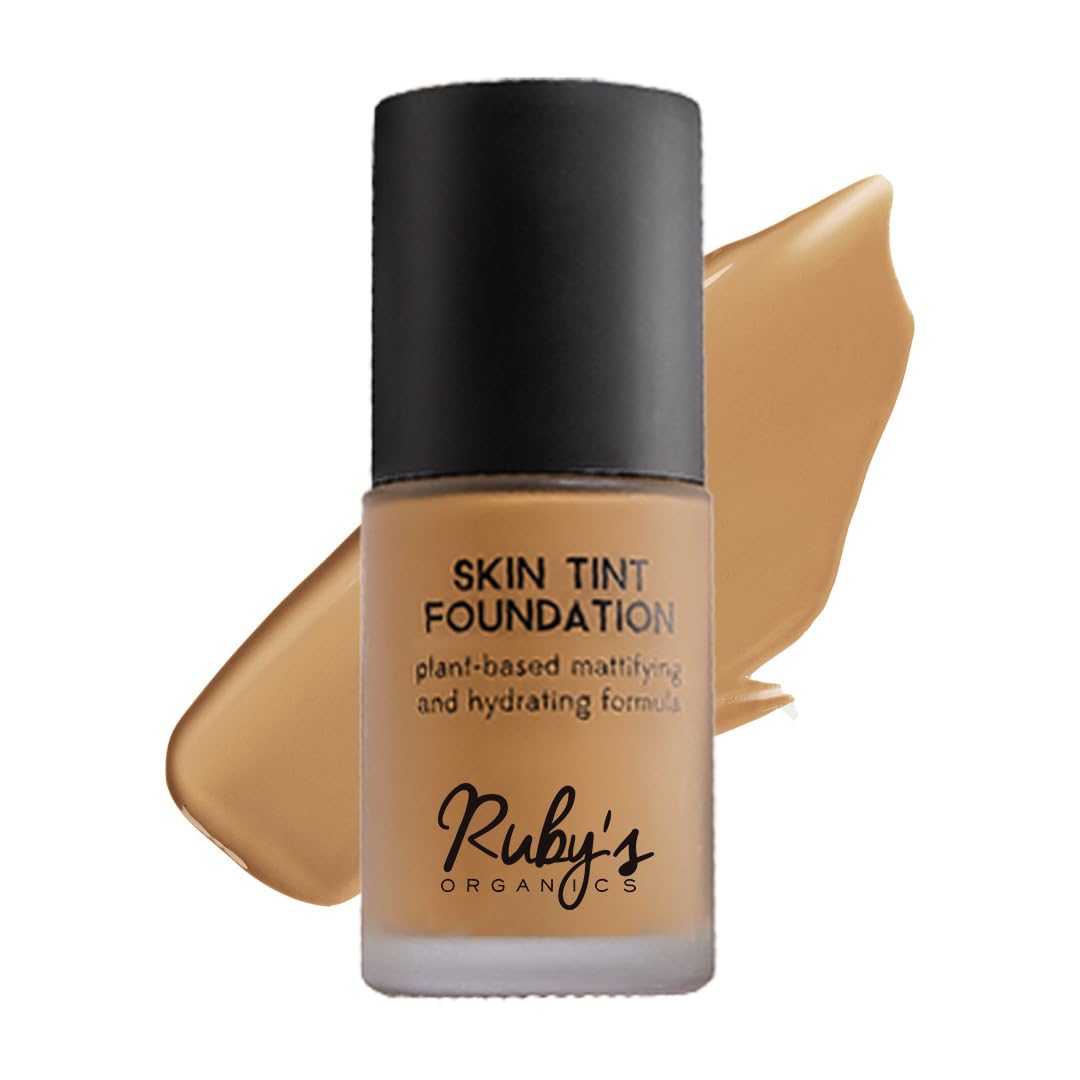 RUBY's ORGANICS Liquid Foundation for Face Makeup-Waterproof, Full Coverage Blendable, Long Lasting, Matte Finish and Poreless, Normal to Oily Skin, Vegan, Paraben and Silicon-Free, Shade Md2.5,30 Ml
