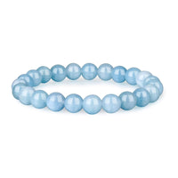 Crystal Vibe Handmade Natural Aquamarine Bracelet for Women - Stretchable 8mm Bead Bracelet - Adjustable size - Real Aquamarine Stone Healing Bracelet for Women