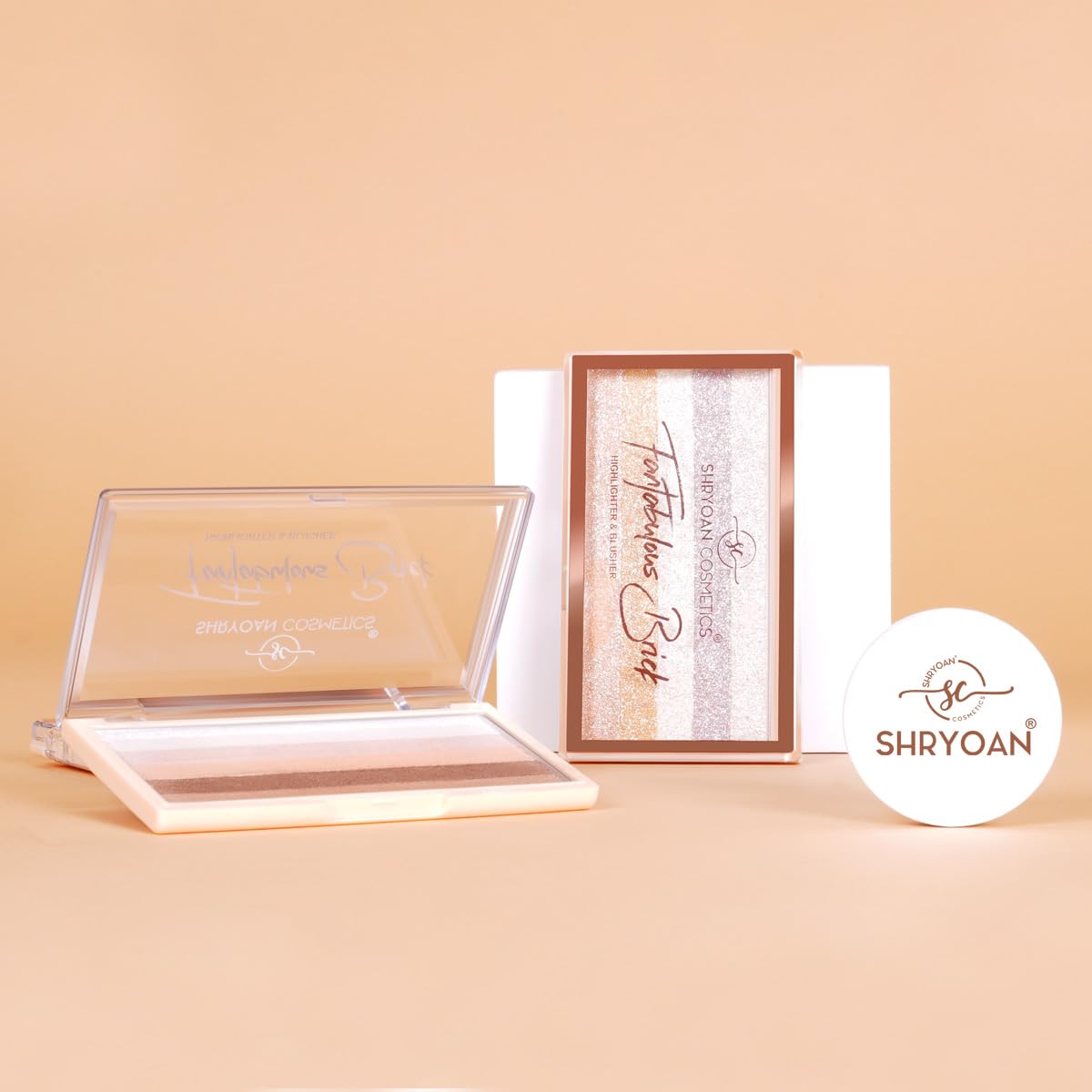 Shryoan Fantabulous Brick Highlighter & Blusher Palette| Highly Pigmented Powder with Glam Look & Flawless Finish(7g) (Shade 04)