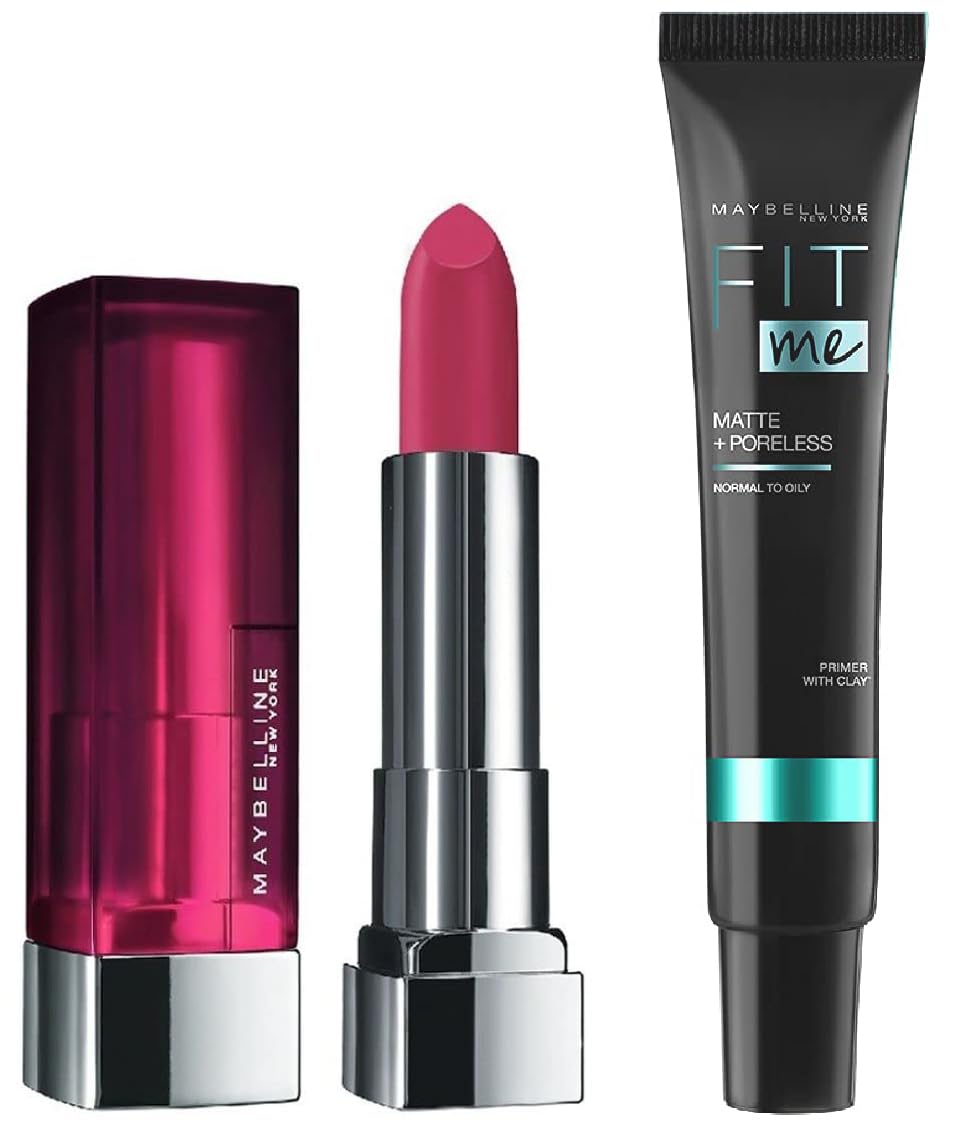 Maybelline New York Fit Me Matte + Poreless Primer & New York Matte Lipstick Combo, Pack Of 1