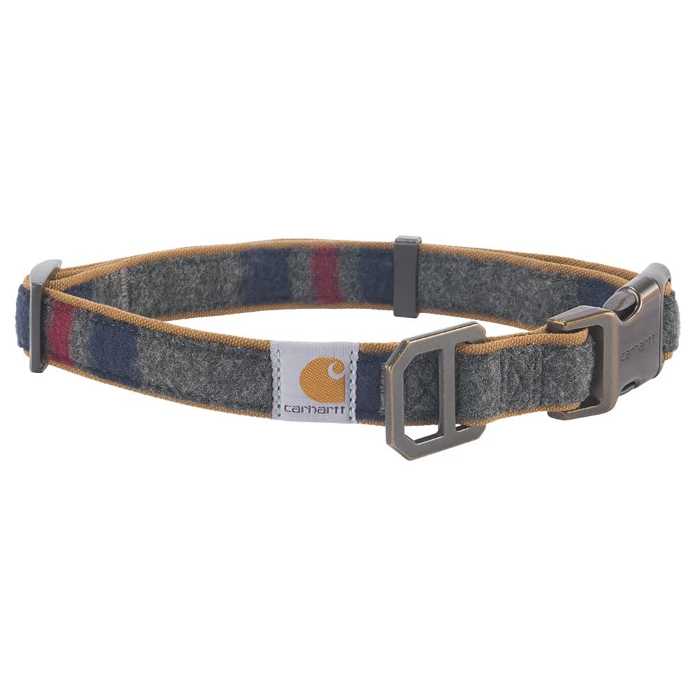 Carhartt Nylon Duck Dog Collar, Fully Adjustable Durable 2-Ply Cordura Nylon Canvas Collars for Dogs, Blanket Stripe, Large