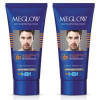 Meglow Skin Brightening & Whitening Cream For Men | Face Cream For Glowing Skin with Vitamin E | Reduces Dark Spots, Prevents Pigmentation | Pack of 2 (30g each)