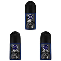 NIVEA MEN Deep Impact Freshness Deodorant Roll-on - For MEN, 50ml (Pack of 3)