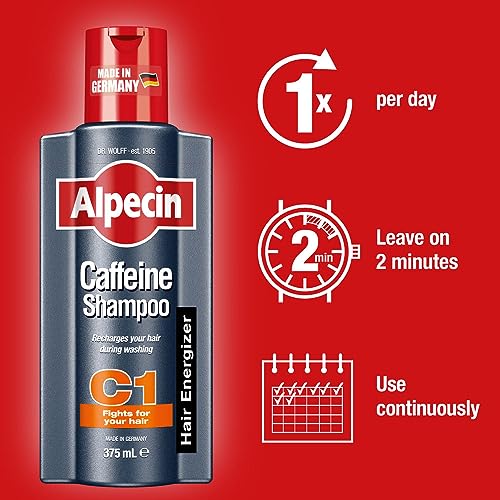 Alpecin Caffeine Shampoo C1 and Liquid | Hair Care for Men | Set of 375ml Shampoo and 200ml Liquid