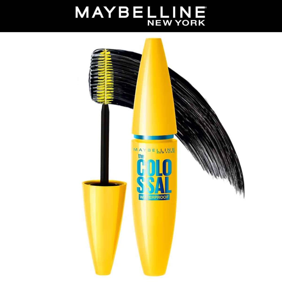 Maybelline New York Mascara, Volumizing & Lengthening, Waterproof, Black, Volume Express Colossal, 10ml (Pack of 2)
