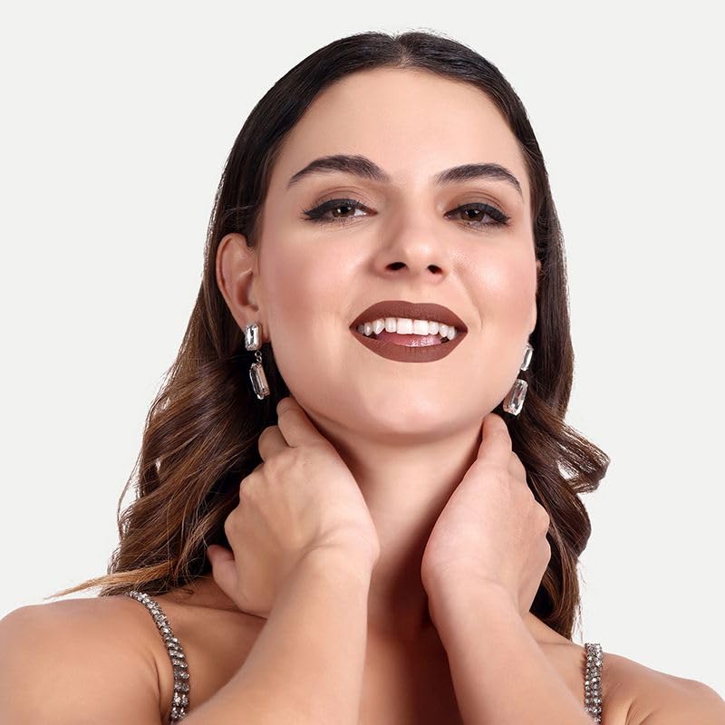 FeMent Clean Beauty Matte Liquid Lipstick For Women, Highly Pigmented, Long Lasting, TransferProof, Lip Makeup, Smudge Proof - 6.5 ML (PEACE)