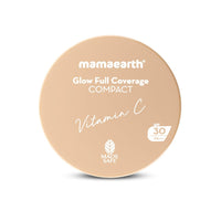 Mamaearth Glow Full Coverage Compact For All, Spf 30 For Up To 3X Instant Glow - 9 Gm|Radiant, Natural|Even Toned Complexion| Mattifying|Up To 16-Hour Oil Control & Sweat-Resistant (Pearl Glow), Cream