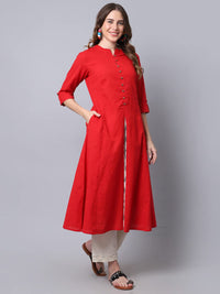 Pistaa's  Women Cotton Printed Cut Regular Kurta