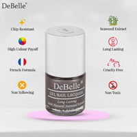 DeBelle Gel Nail Polish Polaris (Dark Metallic Grey Nail Paint)|Non UV - Gel Finish |Chip Resistant | Seaweed Enriched Formula| Long Lasting|Cruelty and Toxic Free| 8ml