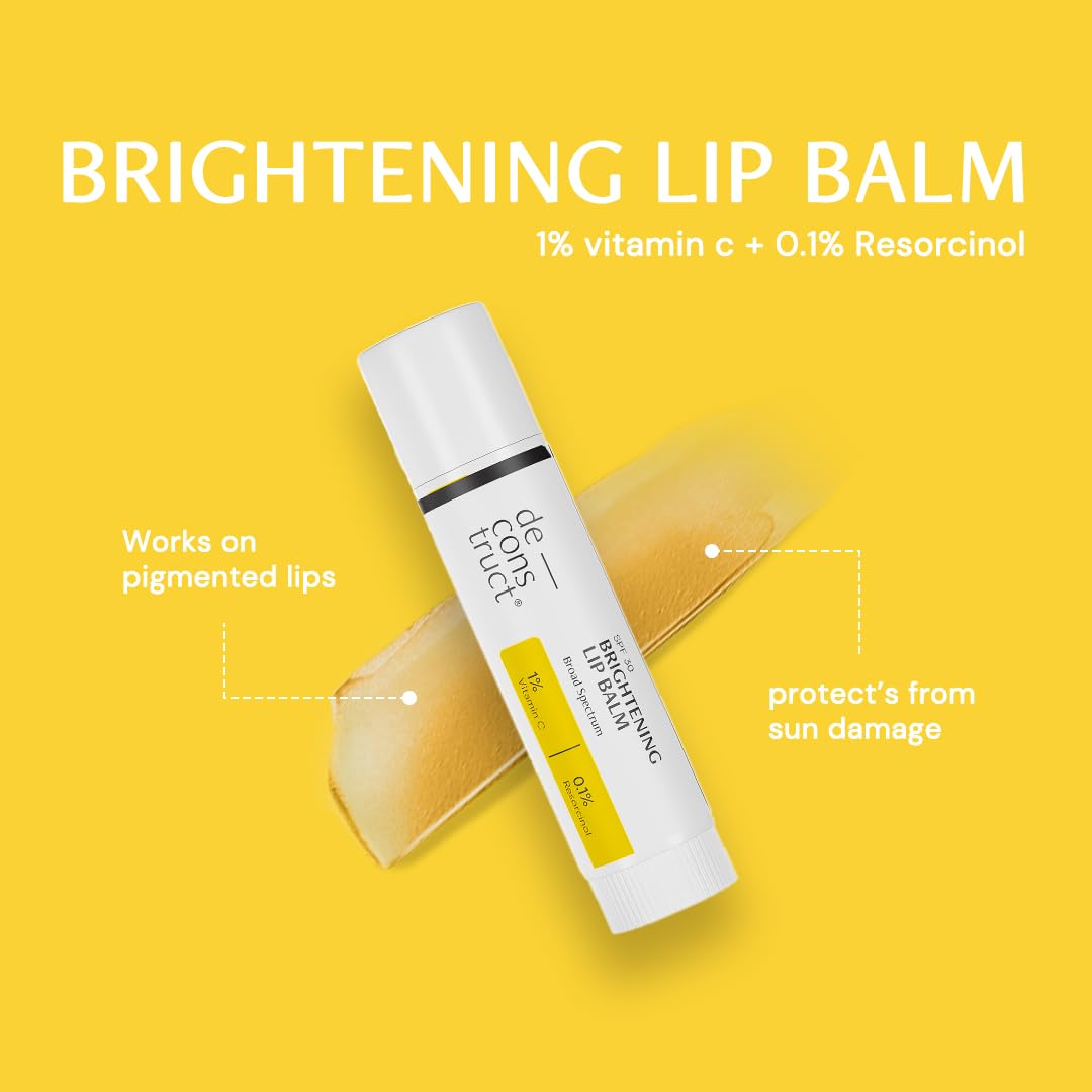 Deconstruct Glow Guard Duo | Brightening Lip Balm (4g) + Gel Sunscreen (50 g) | Lip Balm- For Dark, Pigmented, Dry, Flaky Lips | Brightens Pigmented Lips | Gel Sunscreen- SPF 50+ Gel based sunscreen for all skin types | Pack of 2