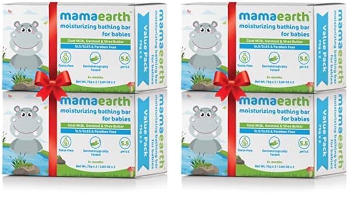 Mamaearth Moisturizing Bathing Bar Soap For Babies - 75g (Pack of 8) | Infused with Goat Milk, Oatmeal & Shea Butter | Cleanses Gently, Retains Moisture, pH Balanced at 5.5