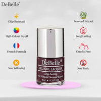 DeBelle Gel Satin Finish Nail Polish Glamorous Garnet (Dark Maroon), 8 Ml - Enriched With Natural Seaweed Extract, Cruelty Free, Toxic Free