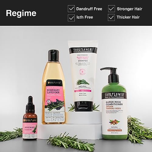 Soulflower Rosemary Shampoo For Hair Growth, Anti Hair Fall, Stronger, Shiny & Long Hair & Healthy Scalp WIth Tea Tree, Pro Vitamin B5 | Men & Women | 200 ml