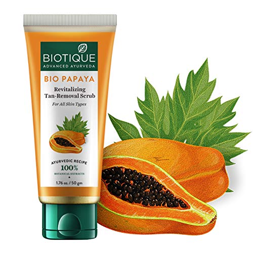 Biotique Bio Fruit Whitening Lip Balm, 12G And Biotique Bio Papaya Revitalizing Tan Removal Scrub, 50G