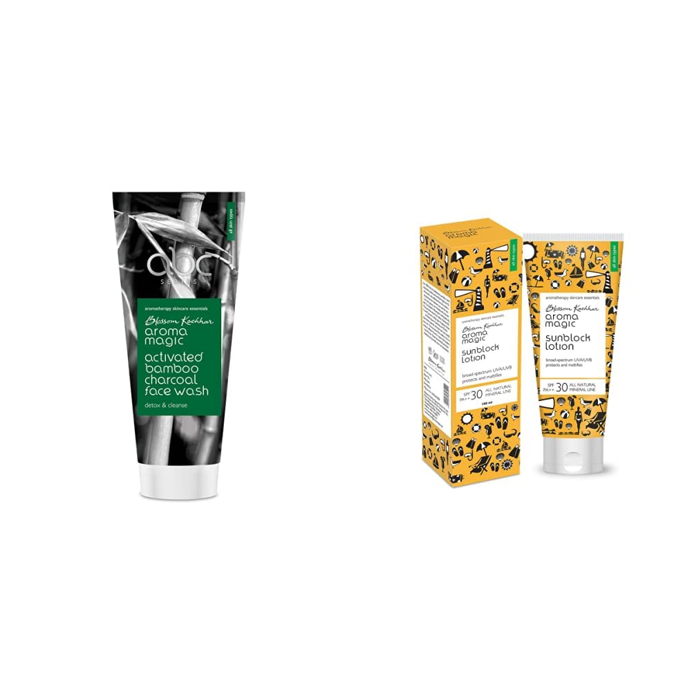 Aroma Magic Face Wash 100 ml (Charcoal) And Aroma Magic Sunscreen Sun Block Lotion, SPF 30, 100ml