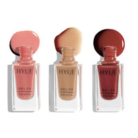 HYUE Gel FX Nail Paint - Bare Essentials | 8 ml x 3 | Peony-Naked-Cocoa | Ultra-Glossy Shine | Long-Lasting Wear | Chip-Resistant Formula | Quick-Drying | High-Impact Glossy Finish