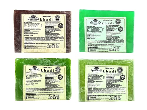 Khadi Pure Almond, Aloe Vera, Apricot & Lemongrass Soap, 125 g (Pack of 4)