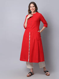 Pistaa's  Women Cotton Printed Cut Regular Kurta