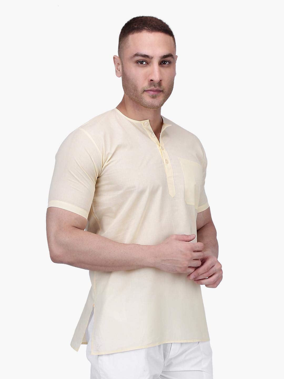 Rajubhai Hargovindas Men's  White Fine Cotton Short Kurta | Pack of 4 |
