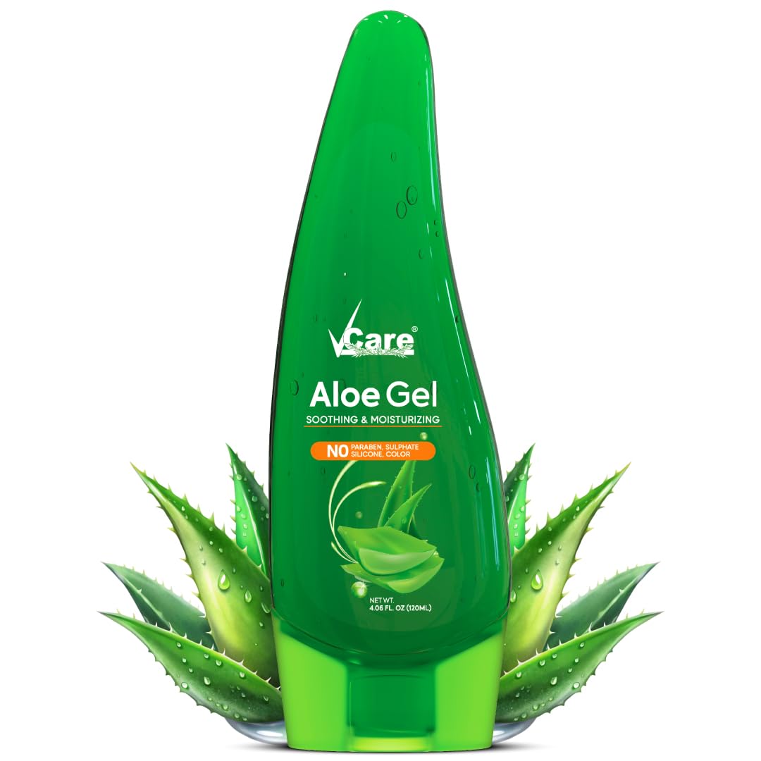 Vcare Aloe Vera Gel for Face and Skin Care - 120g, Day and Night Skin Hydration and Moisturizing Aloe Vera Gel for Dry Skin, Oily Skin for Women and Men | Control Acne and Pimples | Reduce Dark Spots