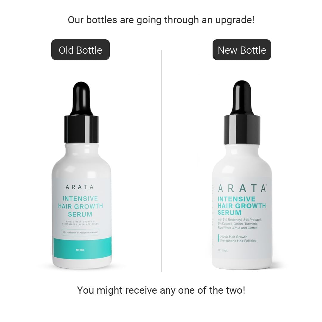 Arata Grow Strong Combo | Intensive Hair Growth Serum & Super Shampoo | Boost Hair Growth | Reduce Hair Loss | Smooth & Shiny Hair | 3% Redensyl, Biotin, Protein, Vitamins | 300ml + 30ml