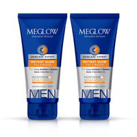 Meglow by Leeford | Instant Glow Facewash for Men | Skin Brightening Face Wash | Deeply Exfoliates & Hydrates | Glows & Even Skin Tone | Pack of 2 (70g each)