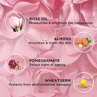 moha: Rose and Almond Bath Soap Unisex Bathing Bar with the benefits of Rose oil Pomegranate extract Almond oil wheat germ oil for soft, nourished and youthful skin - 100gm (Pack of 3)