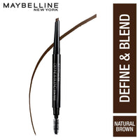 Maybelline New York Brow Pencil, With Spoolie, Long-lasting and Natural-looking Results, Define & Blend Brow Pencil, Natural Brown, 0.16 g (Pack of 2)